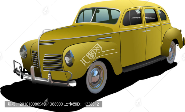 1950,S豪華轎車在孤立的背景。插畫