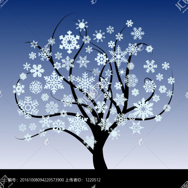 有雪花的抽象樹