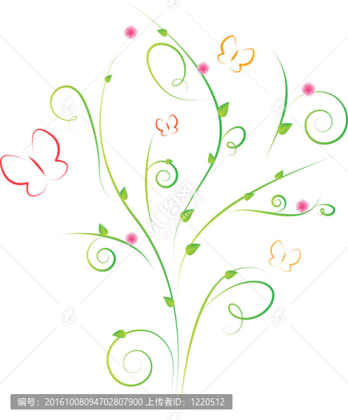 花卉設(shè)計(jì)與葉子；花和蝴蝶