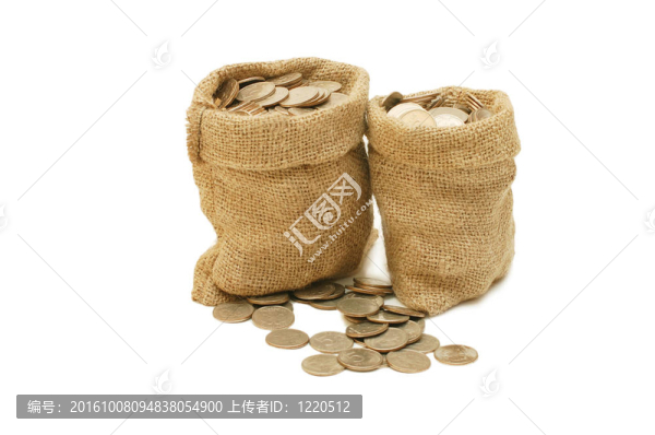 白色的袋子里的硬幣