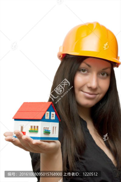 女孩與玩具房子隔離