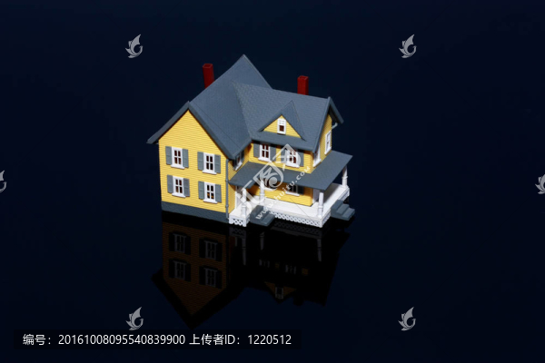 黑色背景下的微型房屋