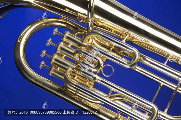 Tuba,Euphonium孤立在藍