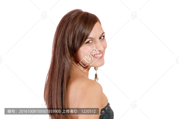 一個(gè)快樂的年輕女人特寫肖像