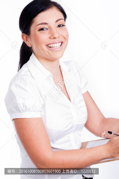 年輕女商人微笑的肖像