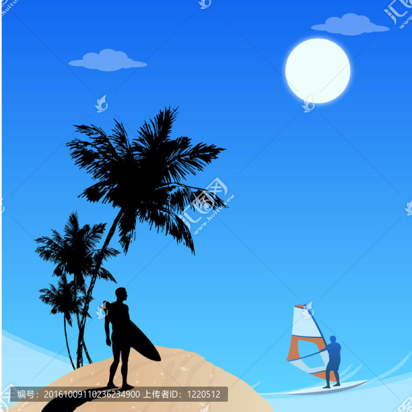 海灘觀；男子沖浪；休閑體育