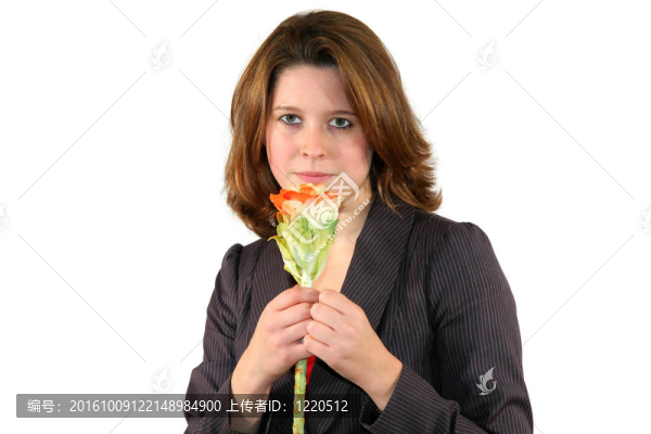 美麗的女人與花