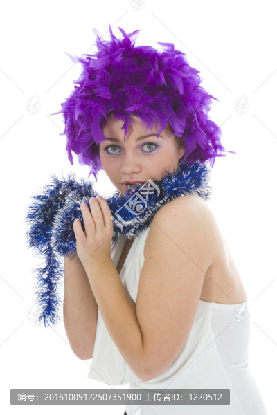 美麗的女人與圣誕裝飾