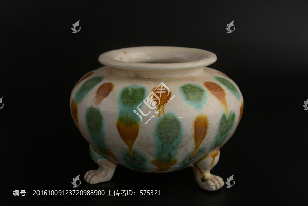 三彩三足香爐