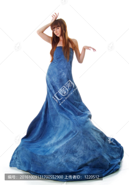 穿著藍(lán)色衣服的優(yōu)雅魅力女人