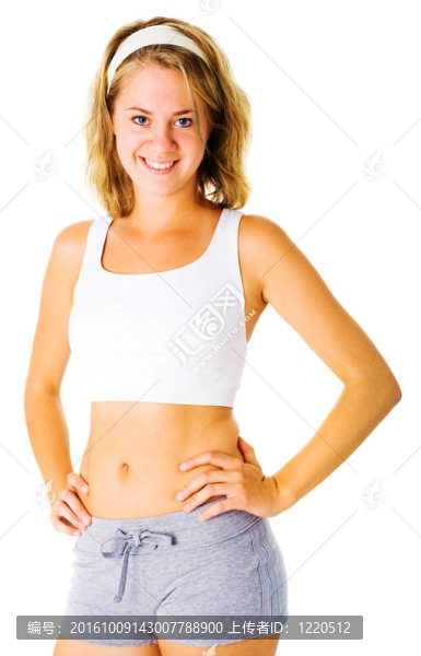 年輕女子在白色的工作