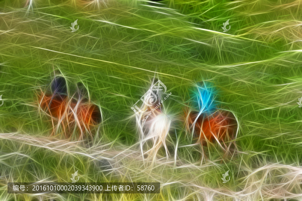 電腦畫,草原馬隊(duì)