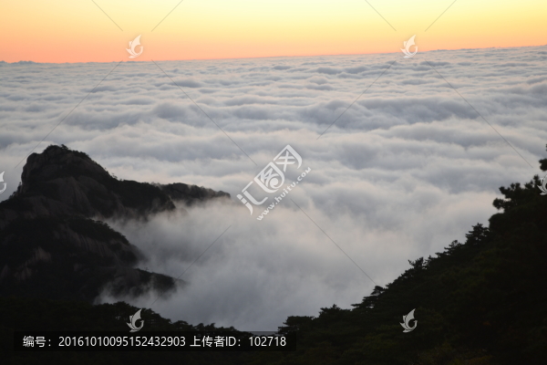 黃山日落,黃山云海,山頂
