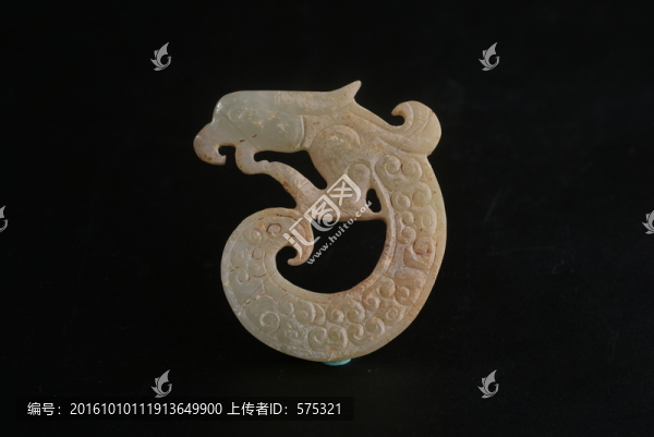 古玉,戰(zhàn)國卷云紋鳳形玉佩