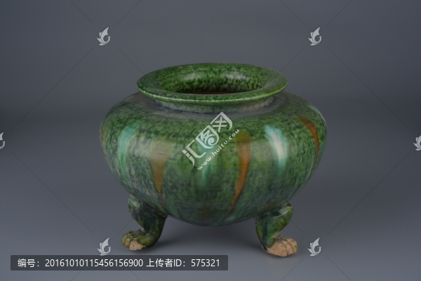 綠釉三足爐