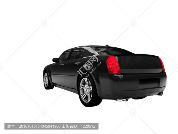 孤立的黑色轎車后視圖
