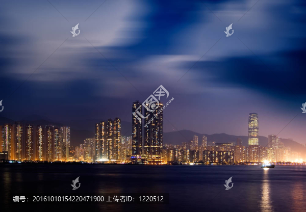 在香港的維多利亞港夜景