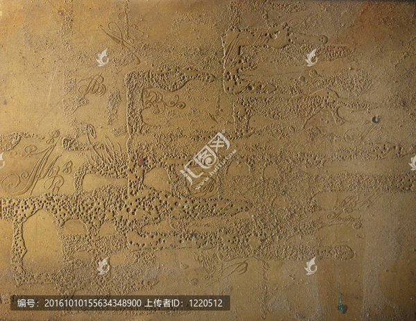 金屬板上的紋理?；瘜W(xué)反應(yīng)結(jié)果。