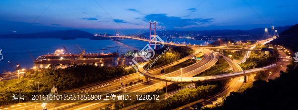 香港青馬大橋全景夜景