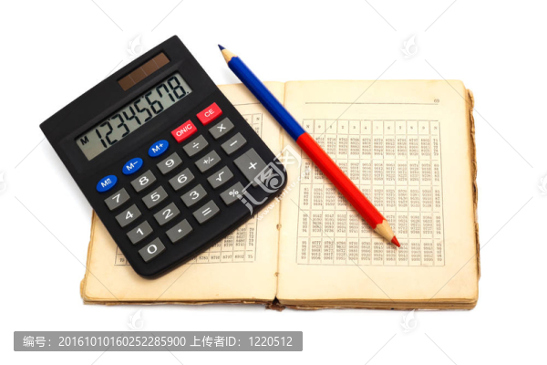 計算器；鉛筆和舊書