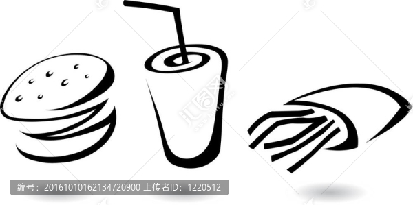 快餐圖標線藝術(shù)