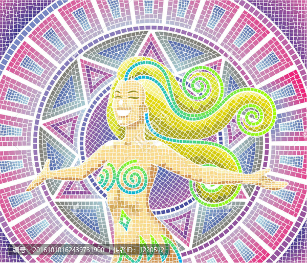 五顏六色的馬賽克的女孩