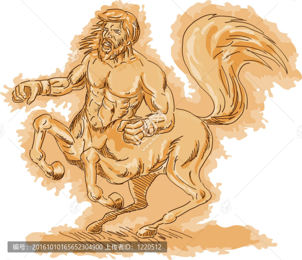 半人半馬的怪物憤怒和飼養(yǎng)的插圖