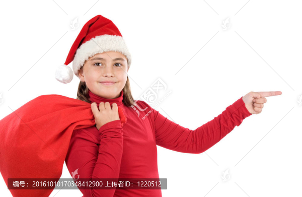 帶圣誕帽的漂亮女孩
