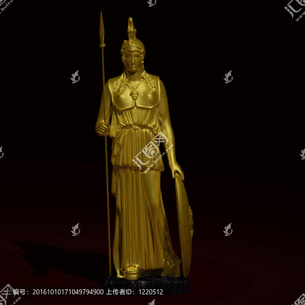 女神athenaimage黃金雕像包含裁剪為主要對(duì)象的路徑/切割路徑