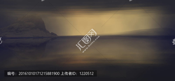 計算機生成景觀與水；天空和山脈