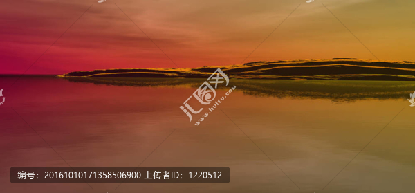 計算機生成景觀與水；天空和山脈