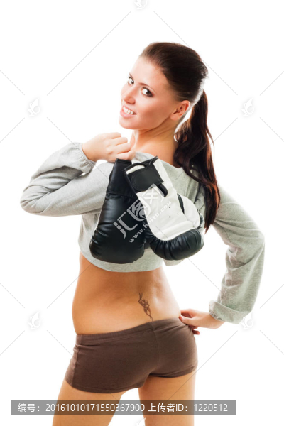 性感女子拳擊手套