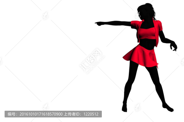 白色背景上女人的紅色和黑色剪影