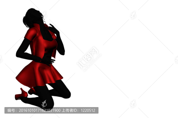 白色背景上女人的紅色和黑色剪影