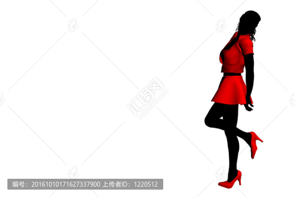 白色背景上女人的紅色和黑色剪影