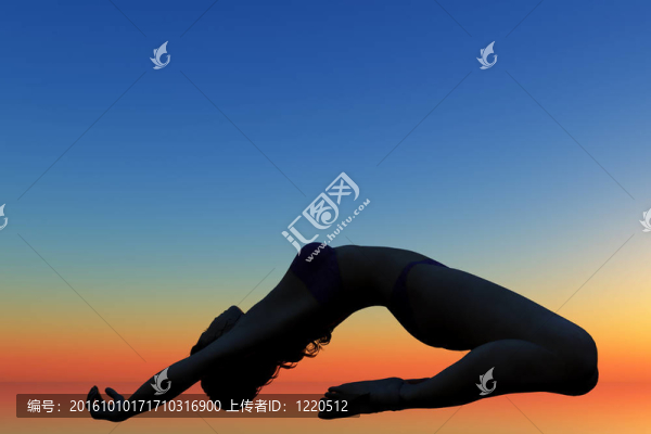 藍色背景和橙色背景下的女性剪影