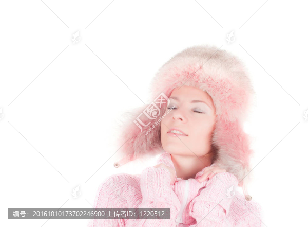 在粉紅色的漂亮女人