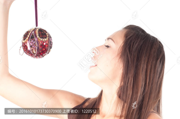 圣誕裝飾的黑發(fā)