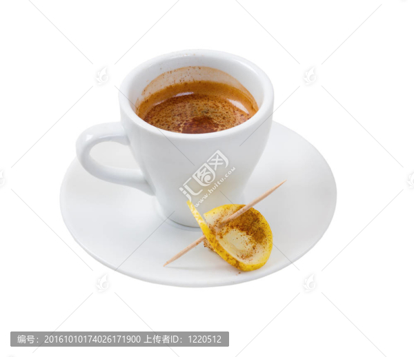 意大利濃咖啡咖啡。一杯有檸檬的咖啡