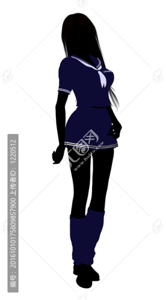女孩插畫剪影