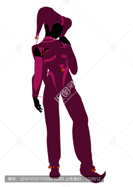 女小丑插圖剪影