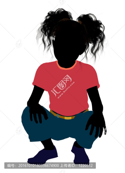 非洲裔女孩插畫剪影