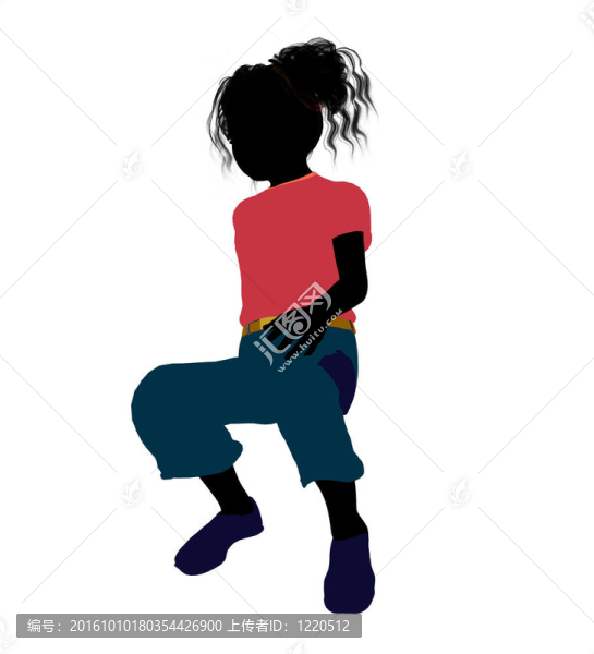 非洲裔女孩插畫剪影