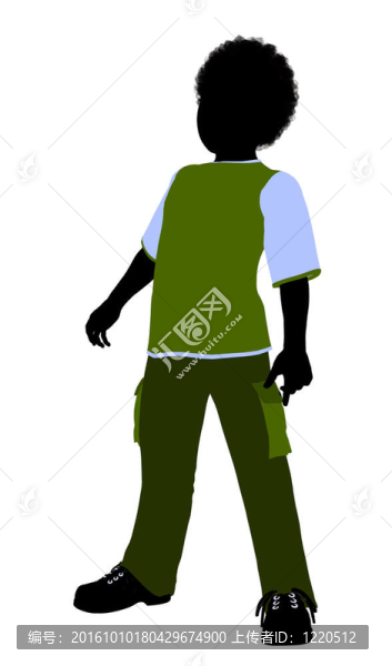非洲裔男孩插畫剪影