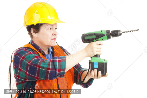 女建筑工人鉆井