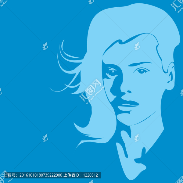 一個(gè)美麗的藍(lán)色女孩的肖像