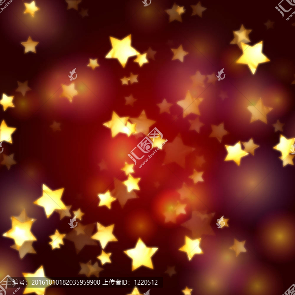 金色的星星在紅色和紫羅蘭色的燈光