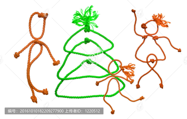 從繩子上的新的一年的冷杉樹