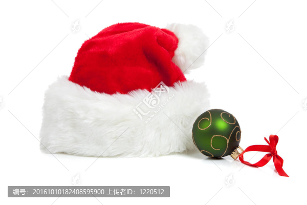 Santa帽子和一個白色圣誕球