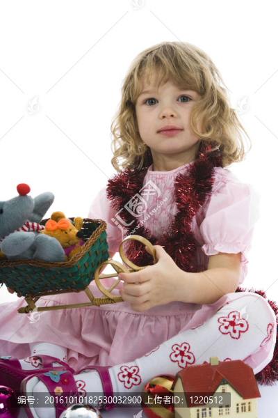 美麗的小女孩與圣誕裝飾
